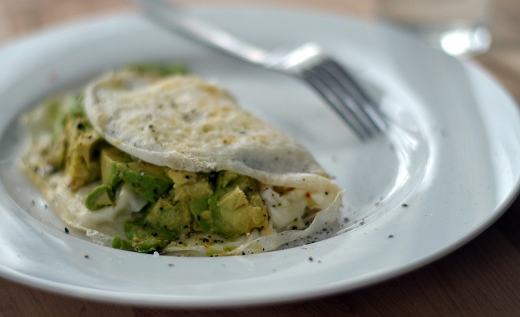 Avocado and Onion Egg White Omelet